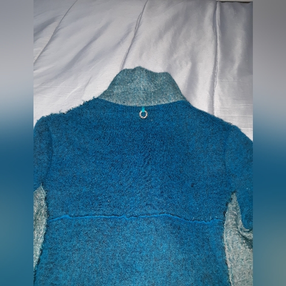 #12.Save the Queen Women's Coat. Size: Small. Aqua and Blue color. Made in Italy - Picture 15 of 16